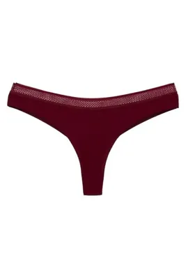 HNX Bordo Micro Kumaş Özel Petek Lastik Brazil String Kadın Külot