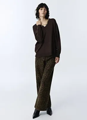 Twist Kahverengi Kadın V Yaka Kazak TW6260050164074