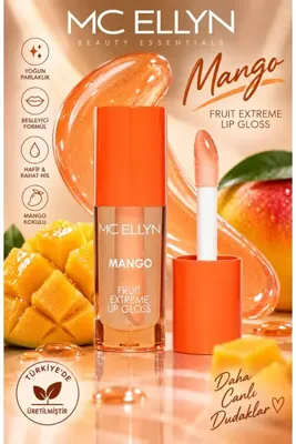 Mcellyn MC ELLYN Mango Lip Gloss Mango Kokulu Dudak Parlatıcısı Parlak ve Şeffaf Bitişli Fruit Extreme Gloss