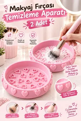 TUTACENTER Makyaj Fırçası Temizleme Kabı 2’li Set – (10CM ÇAP)Makyaj Fırçası Temizleme Aparatı, Pratik Fırça Yıkama Kabı