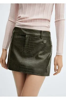 MANGO Woman Hayvan Desenli Mini Etek