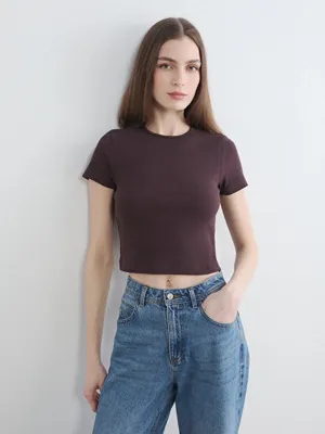 LC Waikiki Bisiklet Yaka Fitilli Kadın Crop