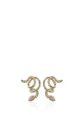 Apples & Figs Serpentine Swirl Diamond Studs Pırlanta Taşlı 14 Ayar Altın Kadın Küpe