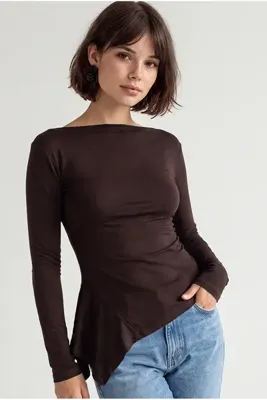 Drop by TrendyolMilla Madonna Yaka Drapeli Uzun Kollu Slim Fit Bluz