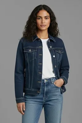 WKM Kadın Rahat Kesim Çift Cepli Denim Kot Ceket
