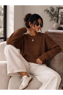 FAVORİST Kadın Triko Kazak Oversize Kalıp