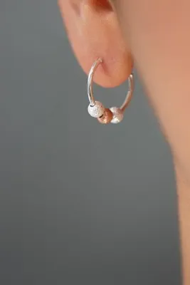Elika Silver Kadın Dorika Top Detaylı Halka Model 925 Ayar Gümüş Küpe