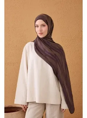 Silk Home Naia Pamuk Şal Lyra Kahve-Mor