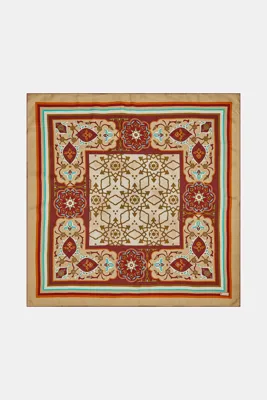 Vakko KREM ETNİK DESENLİ TWİLL EŞARP