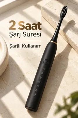 melonika Siyah Şarjlı Diş Fırçası 2 Dakika Zamanlayıcılı aby