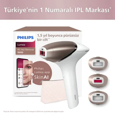 Philips BRI951/03 – 450.000 Atım Lazer Epilasyon Cihazı 4 akıllı başlık: Vücut, Yüz, Bikini,Koltuk Altı - Kablolu/Kablosuz - SkinAi, SmartSkin