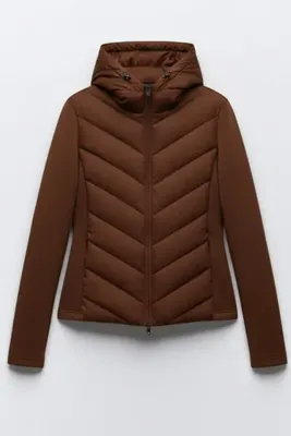 OTAKU Kadın Softshell Kollu Kapüşonlu Çift Cepli Termal Şişme Mont