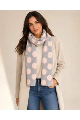 Sebir Moda Puantiye Desenli Triko Atkı