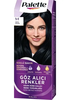 Palette 5 Adet Palette Saç Boyası Göz Alıcı Renkler 1-1 Gece Mavisi 110 ml