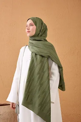 Silk Home Kadın Yeşil Geometrik Desen Naia Pamuk Şal 500009-10