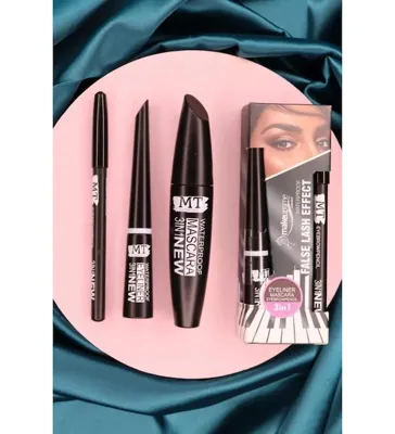 MT Cosmetics 3'ü 1 Arada Suya Dayanıklı Maskara + Kalem + Eyeliner Seti