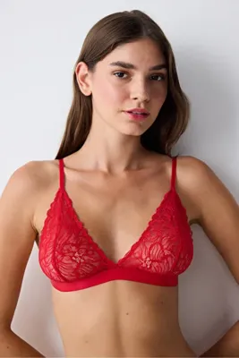 Penti Triangle Üçgen Lace Dantel Kırmızı Sütyen