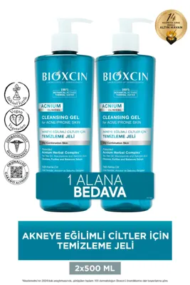 Bioxcin Acnium Sebum Dengeleyici Yüz Yıkama Jeli 500ml 1 Alana 1 Hediye