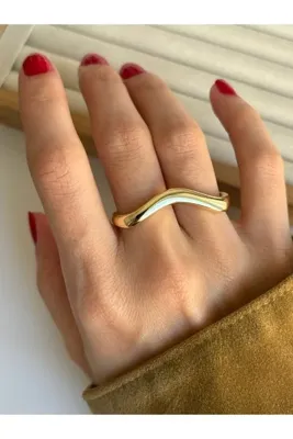 ringbox Gold Eğik İki Parmak Yüzüğü