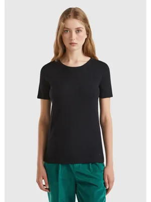 United Colors Of Benetton Kadın Siyah 100 Pamuk Basic Kısa Kollu Bisiklet Yaka T Shirt
