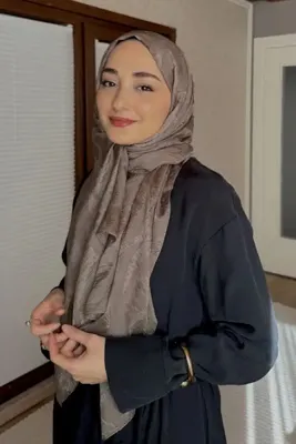 Madame Polo Premium Jakar Şal Sarmaşık Desen - Vizon