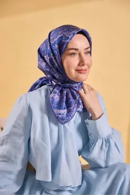 Silk Home Twill İpek Desenli Eşarp 11519 Batik Desen 17-İndigo