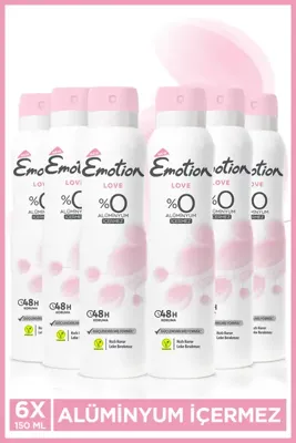 EMOTION Detox Fresh Kadın Alüminyumsuz Vegan Deodorant 6x150ml Hızlı Kurur,Leke Bırakmaz