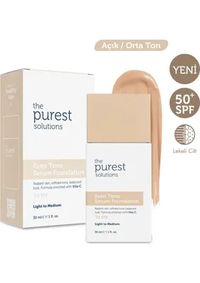 The Purest Solutions Cilt Tonu Eşitleyici & Leke Karşıtı Serum Fondöten Spf 50+, 30 ml – Açık / Orta Ton