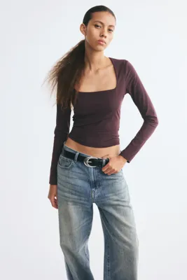 H&M Kare Yakalı Jarse Üst