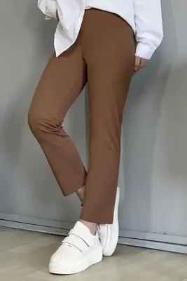 InStyle Dar Paça Düz Pantolon - Taba