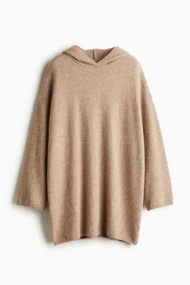 H&M Kapüşonlu İnce Triko Elbise