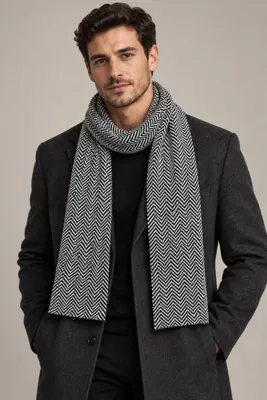Sebir Moda Balıksırtı Desenli Triko Atkı