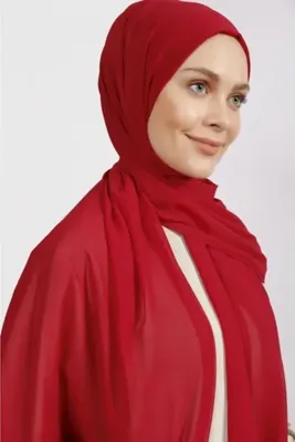 Differenza Krep Şifon Şal Koyu Kırmızı