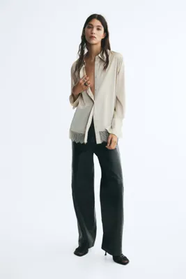 H&M Dantel Şeritli Oversize Gömlek