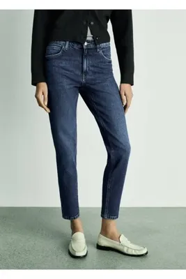 MANGO Woman Newmom confort yüksek belli jean pantolon