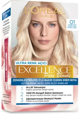 L'Oréal Paris Excellence Pure Blond Saç Boyası - 01 Ultra Açık Doğal Sarı - 5 Adet