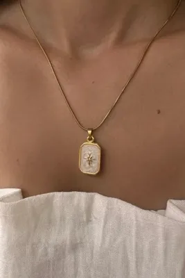Okko Store Çelik Kuzey Yıldız Plaka Kolye