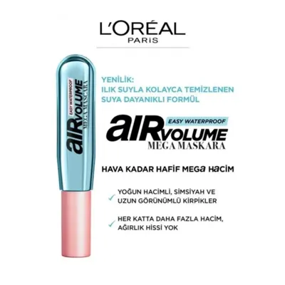 L'Oréal Paris Loreal Paris Maskara Air Volume Mega Easy Waterproof Suya Dayanıklı