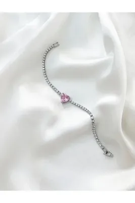 Ark Silver Taşlı Kalp Su Yolu Bileklik