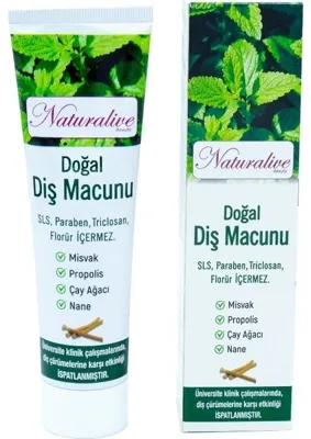 naturalive beauty Naturlive Naturalive Doğal Diş Macunu 140 gr Nane Aromalı Beyazlatıcı Özellikli Helal Sertifikalı
