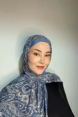 Madame Polo Endless Lena Desen Şal - Kot Mavi