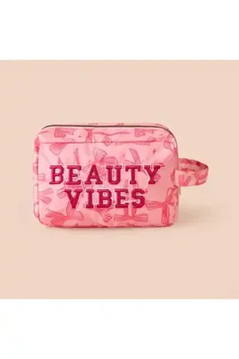 Simple Living Beauty Vibes Kozmetik Çantası - Pembe - 21x12x8 cm