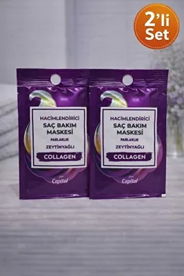 Capitol Zeytinyağı+ Collagenli Hacimlendirici ve Parlaklık Etkili Saç Bakım Maskesi 2x25 ml