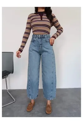 ESRAHELVACI Yan Dikişli Balon Paça Jean