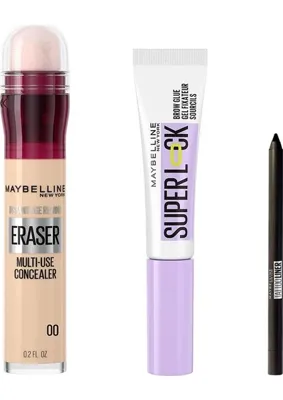 Vionna Maybelline New York Instant Anti Age Eraser Kapatıcı - 00 Ivory & Maybelline New York Super Lock Brow Glue Kaş Sabitleyici Maskara & Maybelline Tattoo Mini Jel Göz Kalemi Hediyeli
