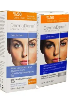Dermaderm Bitkisel Yüz Leke Kremi Gündüz Kremi 100 gr Ve Gece Kremi 100 gr