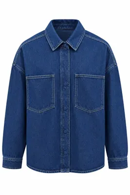 HAZELANNA Lacivert Denim Gömlek Ceket