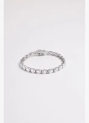 So Chic Oval Kesim 18 Ayar Beyaz Altın Kaplama Su Yolu Bileklik