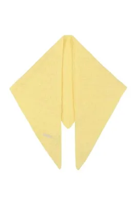 Silk and Cashmere Sarı Agata Saf Kaşmir Örgülü Üçgen Şal 68x115x68 cm