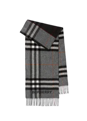 Burberry Gnt Contrast Gri Kaşmir Kadın Atkı